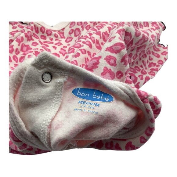 Bon Bebe Baby Girl Pink Leopard Print Bodysuit With Heart Bow Medium 3-6M - Picture 4 of 9